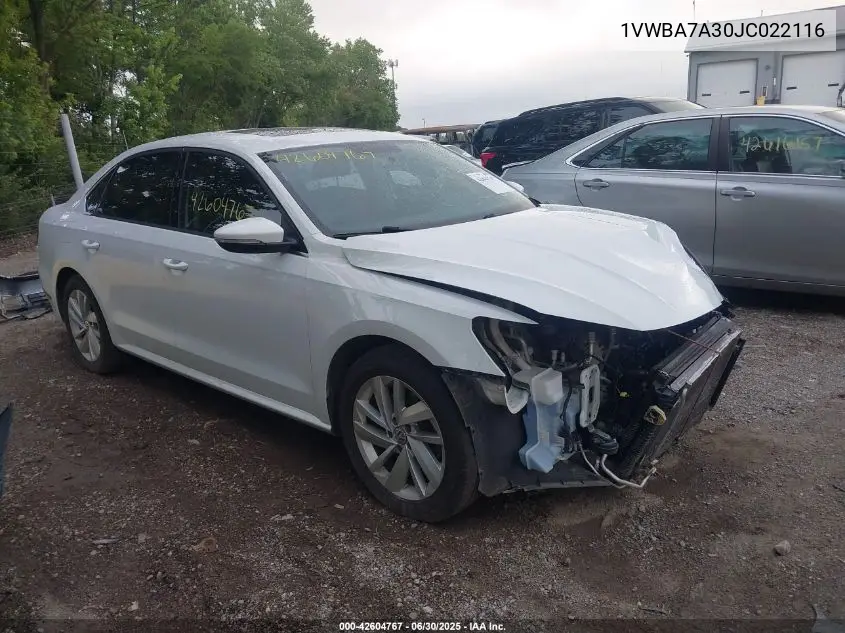 2018 Volkswagen Passat 2.0T Se VIN: 1VWBA7A30JC022116 Lot: 42604767