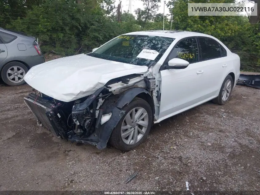 2018 Volkswagen Passat 2.0T Se VIN: 1VWBA7A30JC022116 Lot: 42604767