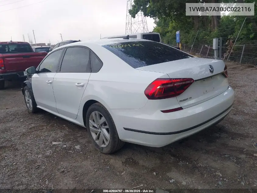 2018 Volkswagen Passat 2.0T Se VIN: 1VWBA7A30JC022116 Lot: 42604767