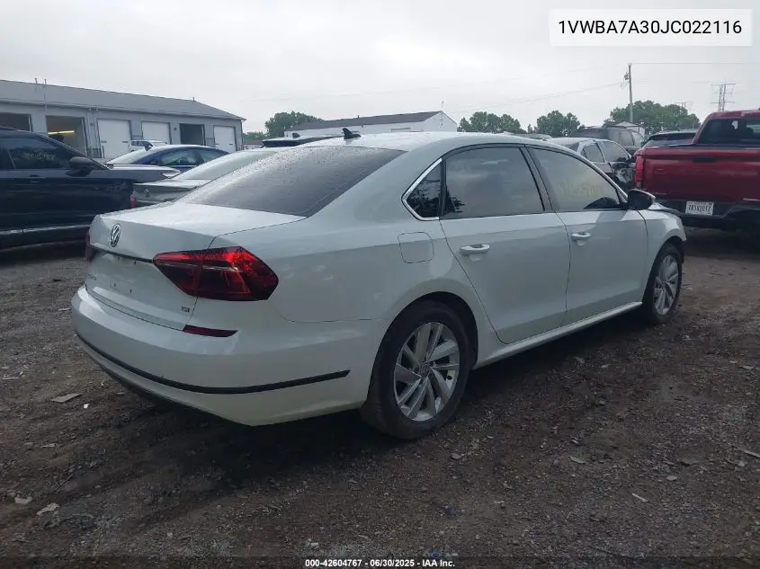 2018 Volkswagen Passat 2.0T Se VIN: 1VWBA7A30JC022116 Lot: 42604767