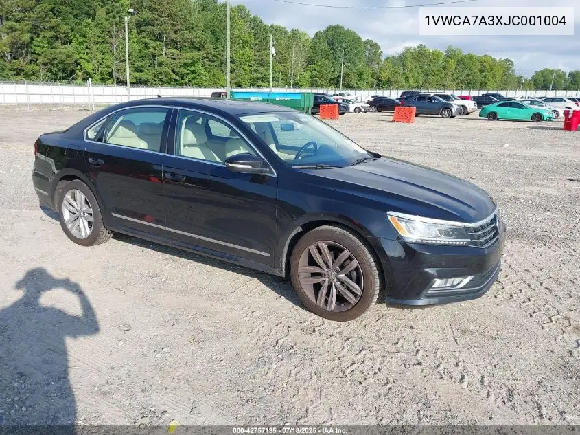 2018 Volkswagen Passat 2.0T Sel Premium VIN: 1VWCA7A3XJC001004 Lot: 42757135