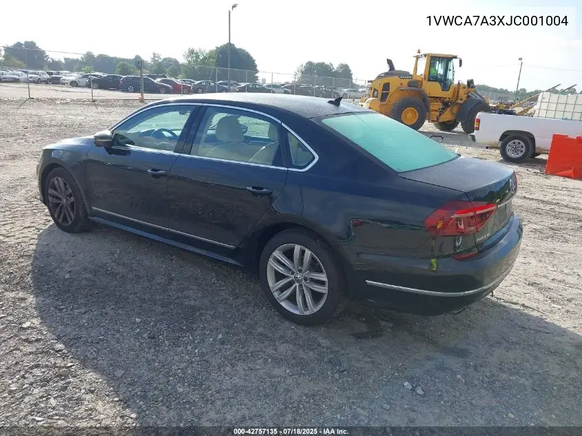 2018 Volkswagen Passat 2.0T Sel Premium VIN: 1VWCA7A3XJC001004 Lot: 42757135