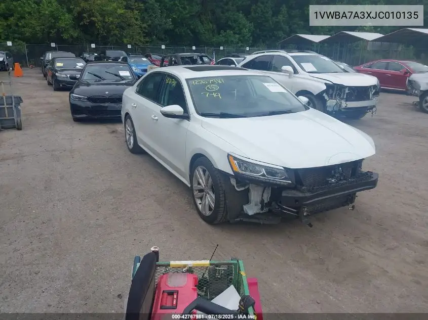 2018 Volkswagen Passat 2.0T Se VIN: 1VWBA7A3XJC010135 Lot: 42767981