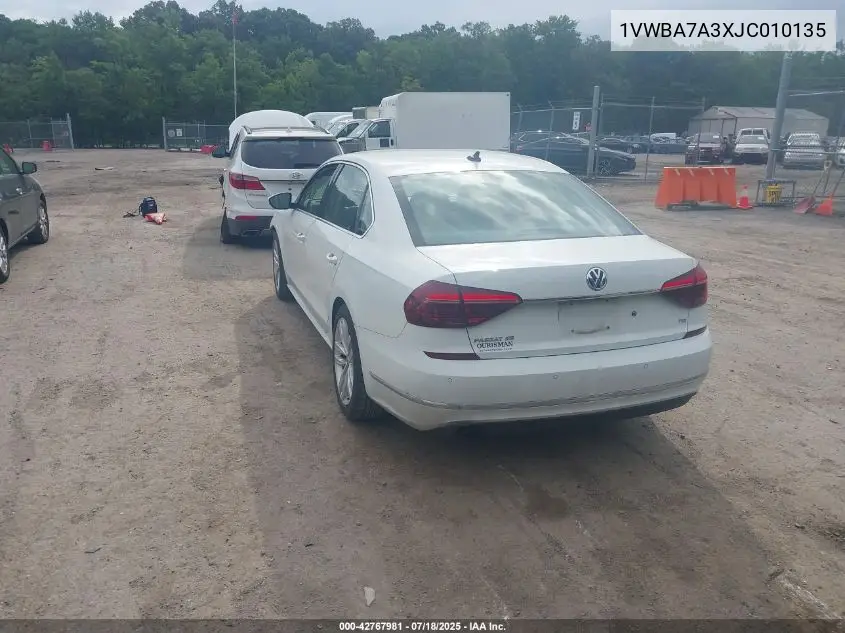 2018 Volkswagen Passat 2.0T Se VIN: 1VWBA7A3XJC010135 Lot: 42767981