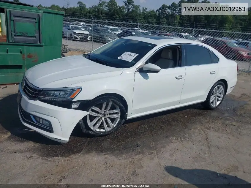 2018 Volkswagen Passat 2.0T Se VIN: 1VWBA7A3XJC012953 Lot: 42782032