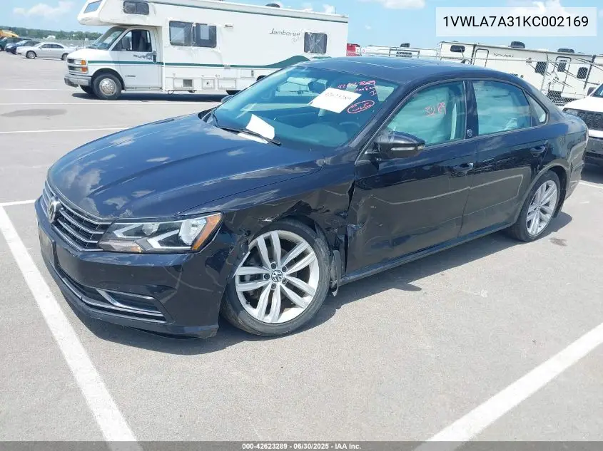 2019 Volkswagen Passat 2.0T Wolfsburg Edition VIN: 1VWLA7A31KC002169 Lot: 42623289