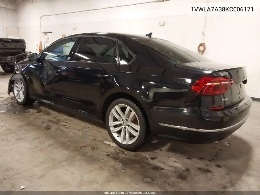 2019 Volkswagen Passat 2.0T Wolfsburg Edition VIN: 1VWLA7A38KC006171 Lot: 42757016