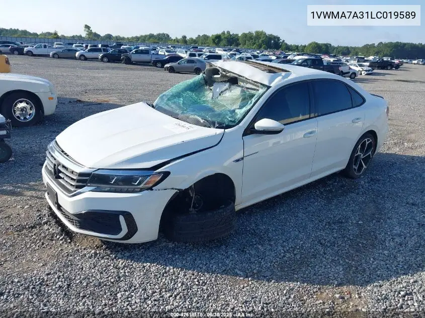 2020 Volkswagen Passat 2.0T R-Line VIN: 1VWMA7A31LC019589 Lot: 42618175