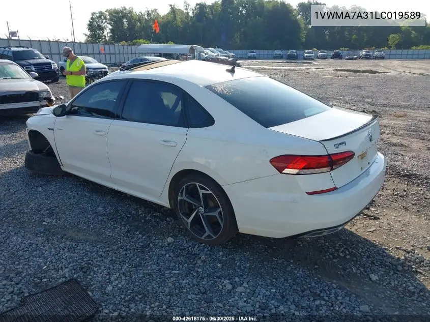 2020 Volkswagen Passat 2.0T R-Line VIN: 1VWMA7A31LC019589 Lot: 42618175