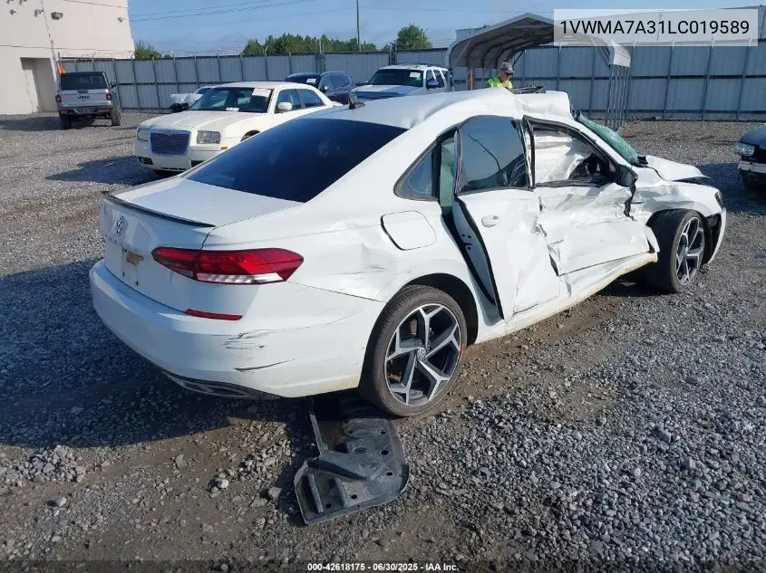 2020 Volkswagen Passat 2.0T R-Line VIN: 1VWMA7A31LC019589 Lot: 42618175