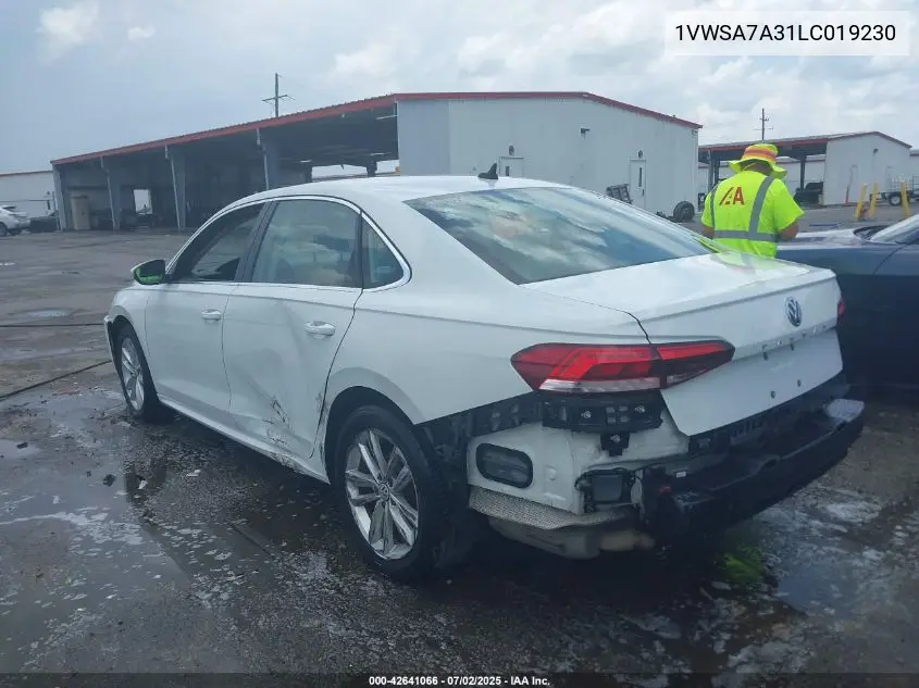 2020 Volkswagen Passat 2.0T Se VIN: 1VWSA7A31LC019230 Lot: 42641066