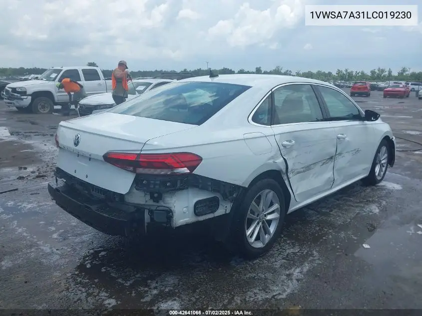2020 Volkswagen Passat 2.0T Se VIN: 1VWSA7A31LC019230 Lot: 42641066