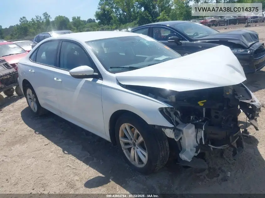 2020 Volkswagen Passat 2.0T S VIN: 1VWAA7A38LC014375 Lot: 42802784