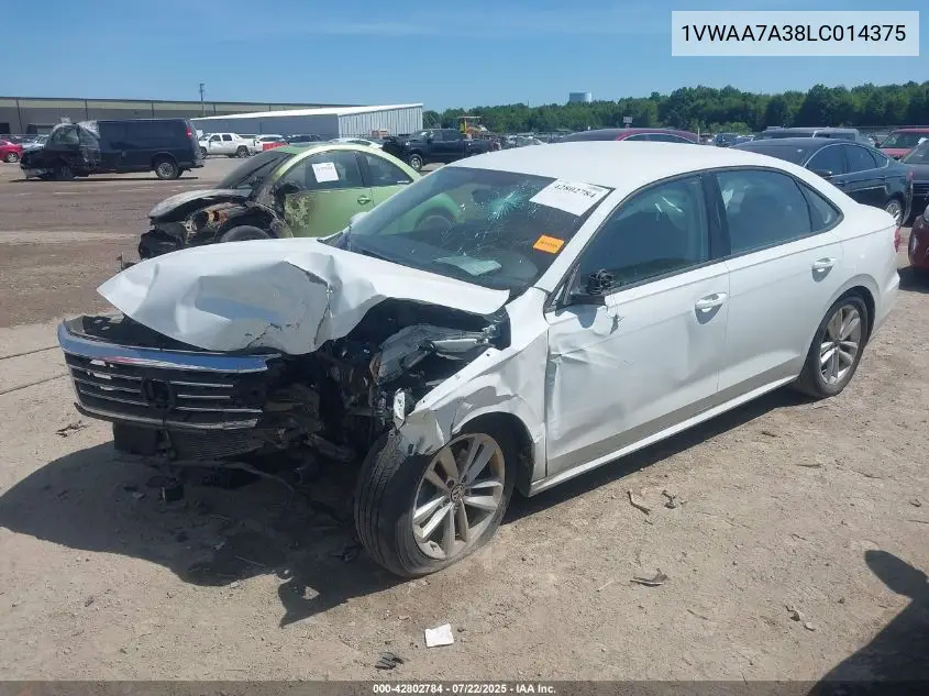 2020 Volkswagen Passat 2.0T S VIN: 1VWAA7A38LC014375 Lot: 42802784