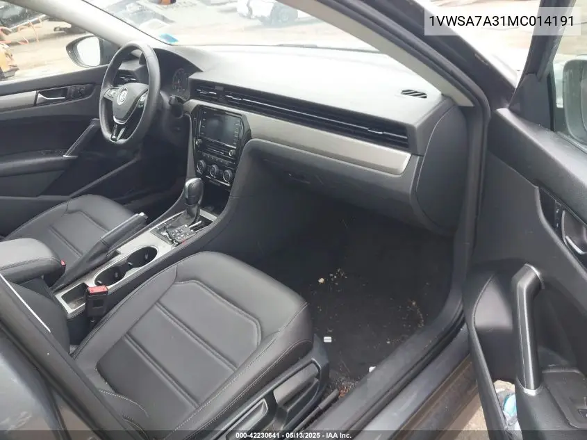 2021 Volkswagen Passat 2.0T Se VIN: 1VWSA7A31MC014191 Lot: 42230641