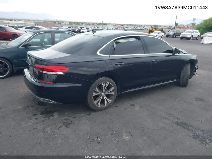 2021 Volkswagen Passat 2.0T Se VIN: 1VWSA7A39MC011443 Lot: 42654626