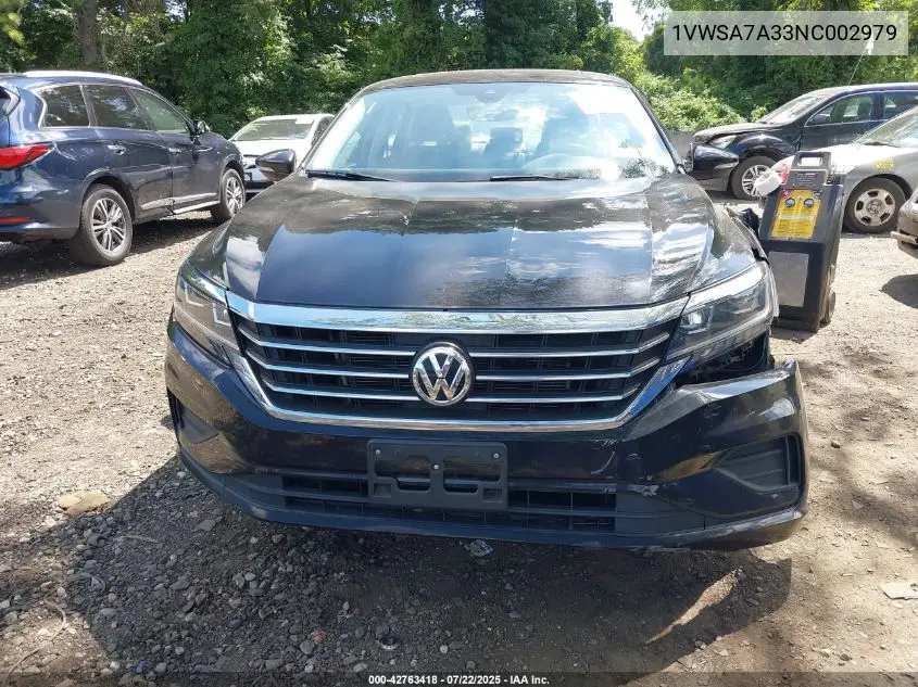 2022 Volkswagen Passat 2.0T Se VIN: 1VWSA7A33NC002979 Lot: 42763418