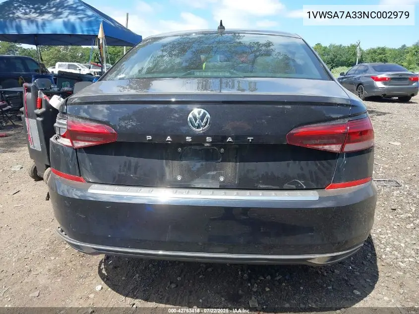 2022 Volkswagen Passat 2.0T Se VIN: 1VWSA7A33NC002979 Lot: 42763418