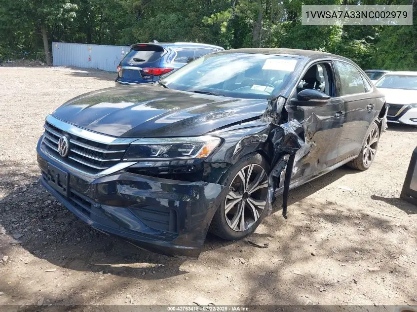 2022 Volkswagen Passat 2.0T Se VIN: 1VWSA7A33NC002979 Lot: 42763418