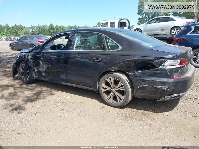 2022 Volkswagen Passat 2.0T Se VIN: 1VWSA7A33NC002979 Lot: 42763418