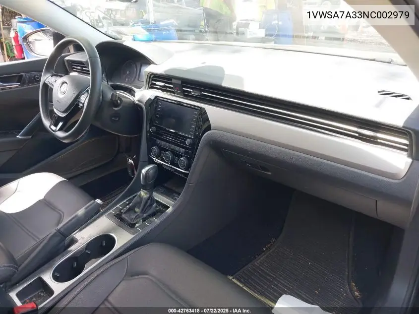 2022 Volkswagen Passat 2.0T Se VIN: 1VWSA7A33NC002979 Lot: 42763418