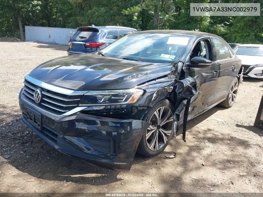 2022 Volkswagen Passat 2.0T Se VIN: 1VWSA7A33NC002979 Lot: 42763418