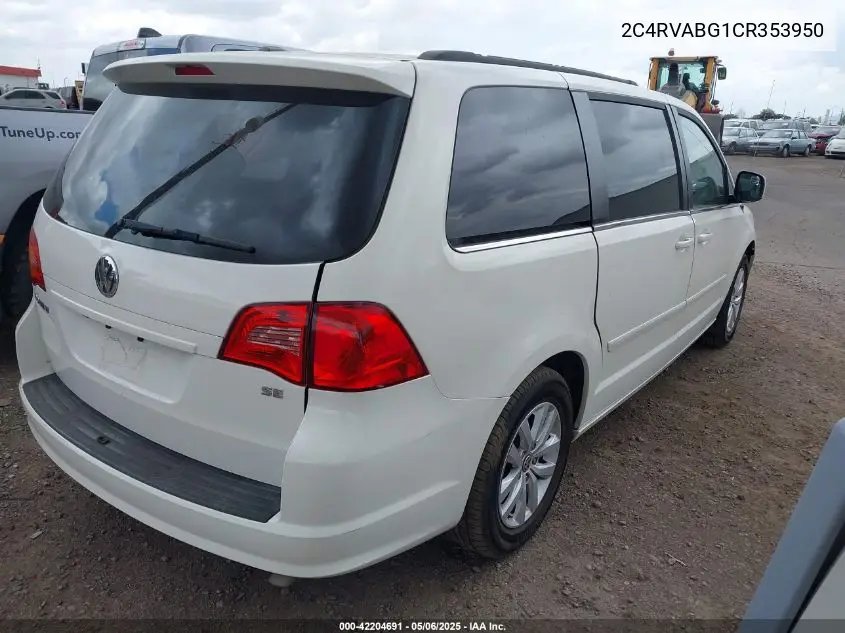 2012 Volkswagen Routan Se VIN: 2C4RVABG1CR353950 Lot: 42204691
