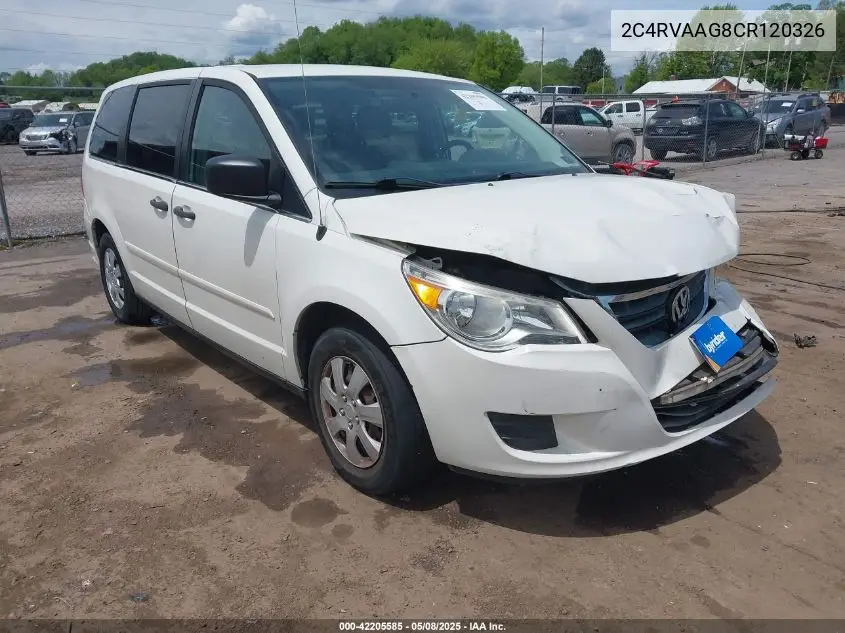 2012 Volkswagen Routan S VIN: 2C4RVAAG8CR120326 Lot: 42205585