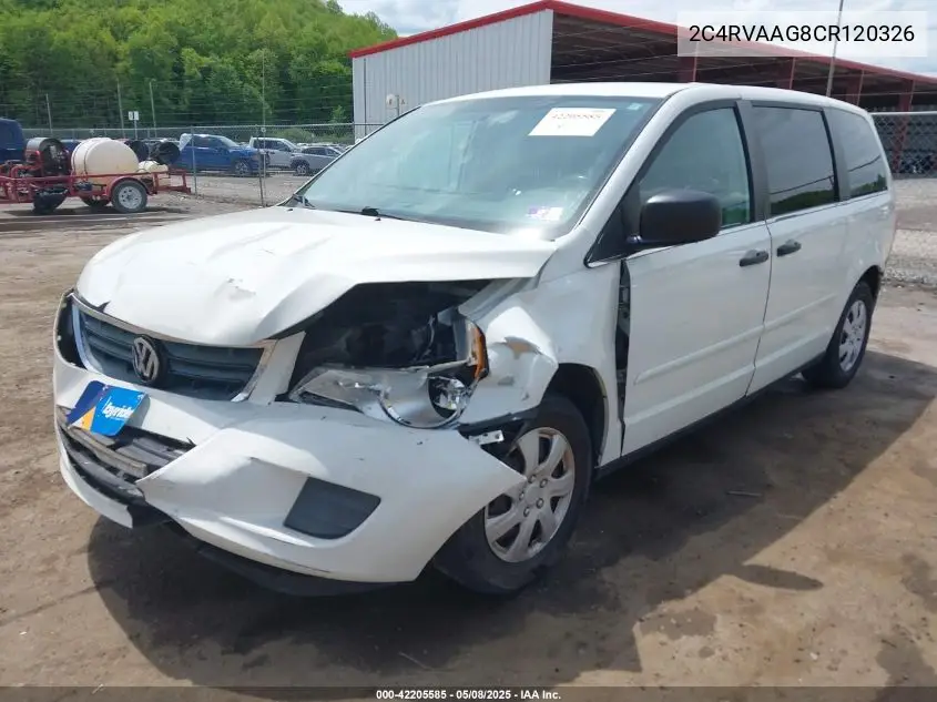 2012 Volkswagen Routan S VIN: 2C4RVAAG8CR120326 Lot: 42205585