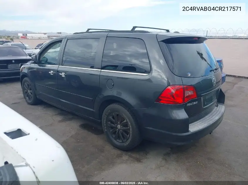 2012 Volkswagen Routan Se VIN: 2C4RVABG4CR217571 Lot: 42408836