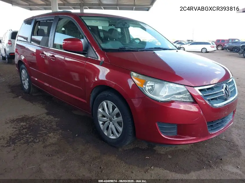 2012 Volkswagen Routan Se VIN: 2C4RVABGXCR393816 Lot: 42409074