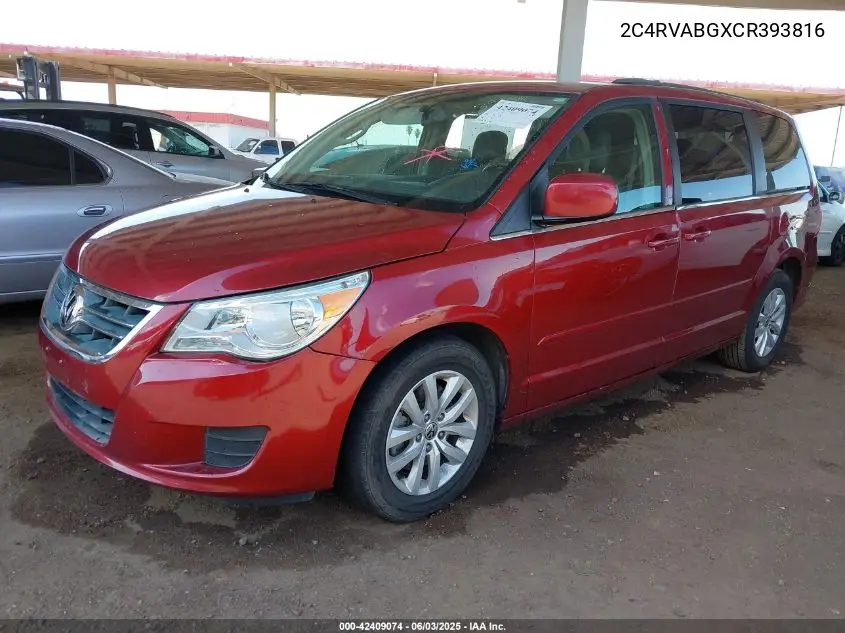 2012 Volkswagen Routan Se VIN: 2C4RVABGXCR393816 Lot: 42409074