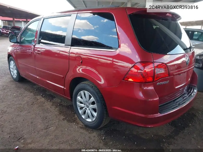 2012 Volkswagen Routan Se VIN: 2C4RVABGXCR393816 Lot: 42409074