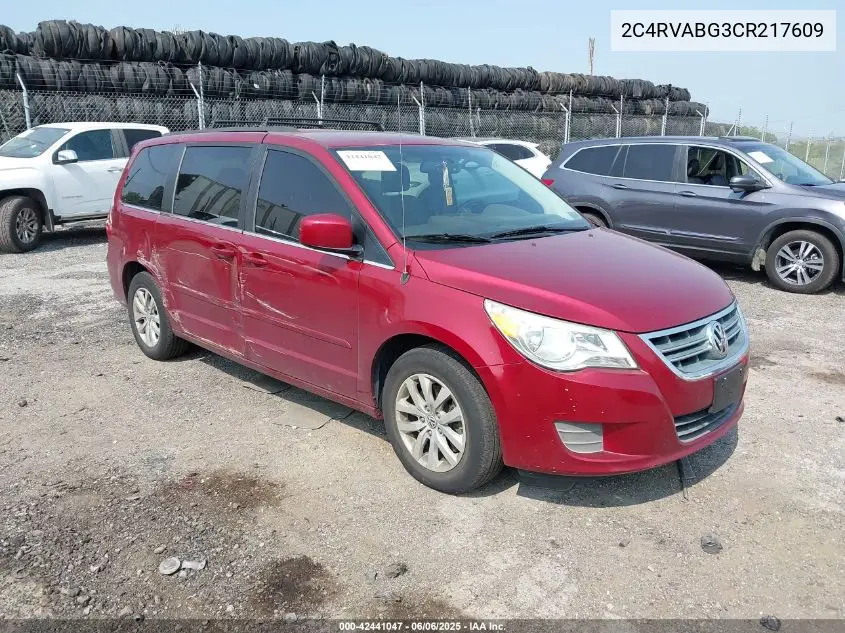 2012 Volkswagen Routan Se VIN: 2C4RVABG3CR217609 Lot: 42441047