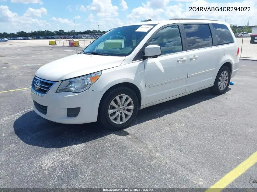2012 Volkswagen Routan Se VIN: 2C4RVABG4CR294022 Lot: 42535815