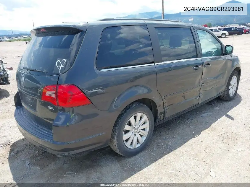 2012 Volkswagen Routan Sel VIN: 2C4RVACG9CR293981 Lot: 42551107