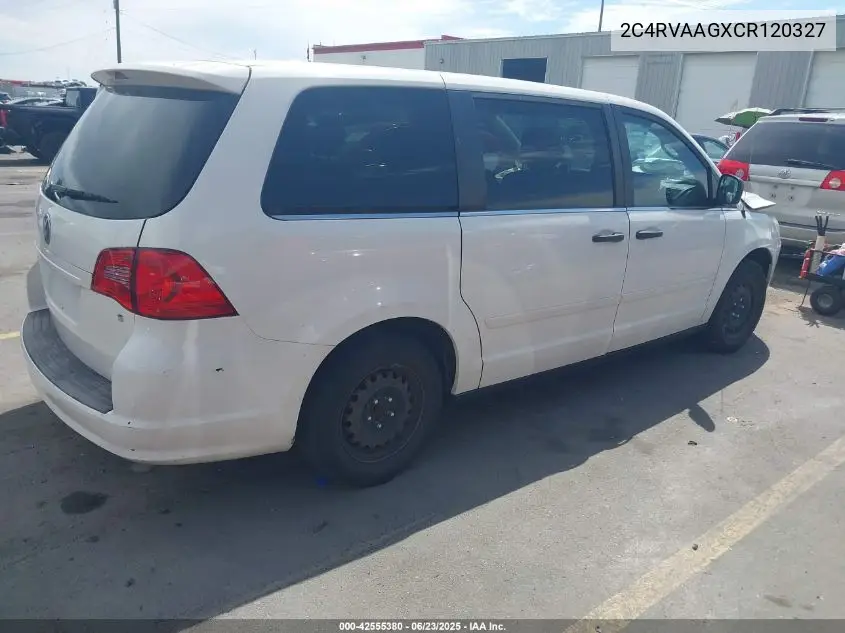 2012 Volkswagen Routan S VIN: 2C4RVAAGXCR120327 Lot: 42555380