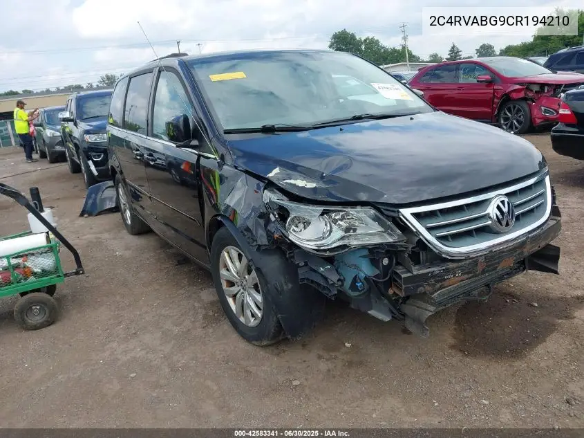 2012 Volkswagen Routan Se VIN: 2C4RVABG9CR194210 Lot: 42583341