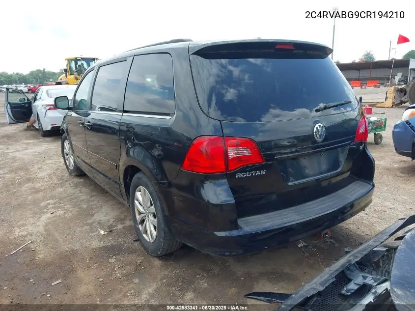 2012 Volkswagen Routan Se VIN: 2C4RVABG9CR194210 Lot: 42583341