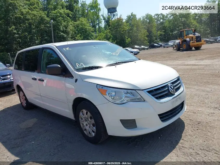 2012 Volkswagen Routan S VIN: 2C4RVAAG4CR293664 Lot: 42600017