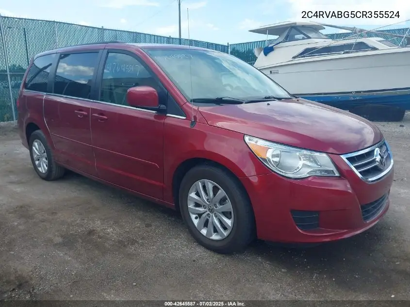 2012 Volkswagen Routan Se VIN: 2C4RVABG5CR355524 Lot: 42645587