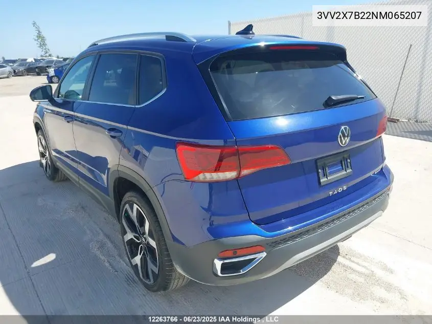 2022 Volkswagen Taos Sel VIN: 3VV2X7B22NM065207 Lot: 12263766