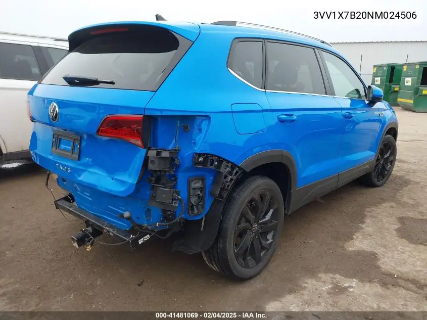 2022 Volkswagen Taos 1.5T Sel VIN: 3VV1X7B20NM024506 Lot: 41481069