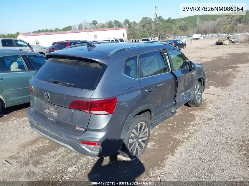 2022 Volkswagen Taos 1.5T Se VIN: 3VVRX7B26NM086964 Lot: 41772719