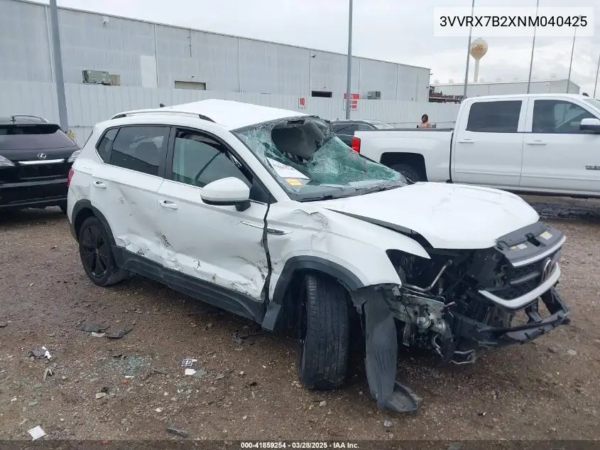 2022 Volkswagen Taos 1.5T Se VIN: 3VVRX7B2XNM040425 Lot: 41859254