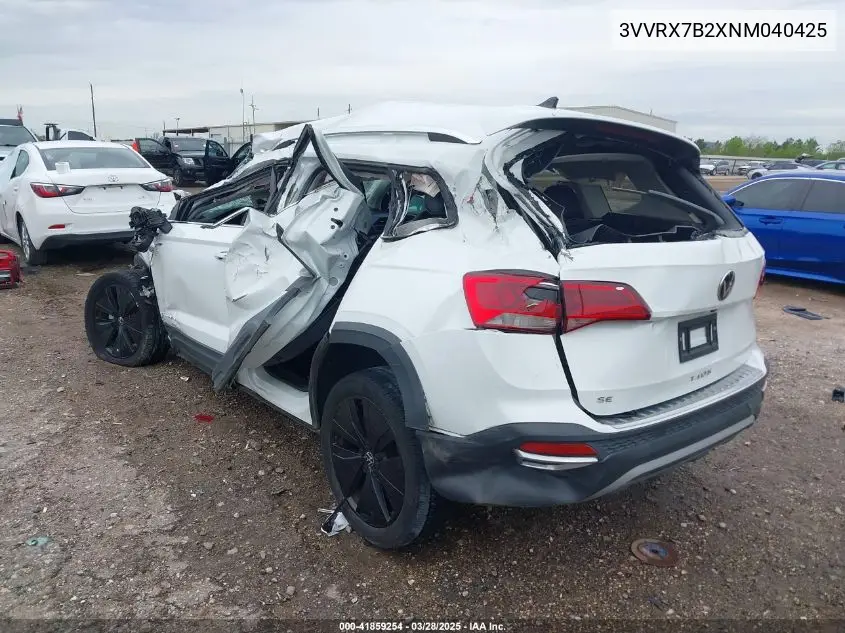 2022 Volkswagen Taos 1.5T Se VIN: 3VVRX7B2XNM040425 Lot: 41859254