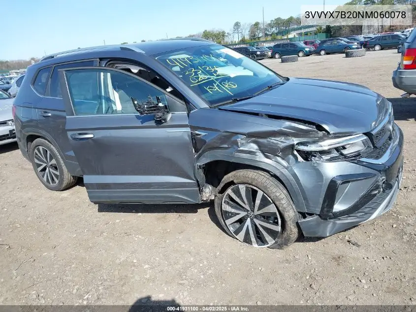 2022 Volkswagen Taos 1.5T Se VIN: 3VVYX7B20NM060078 Lot: 41931100