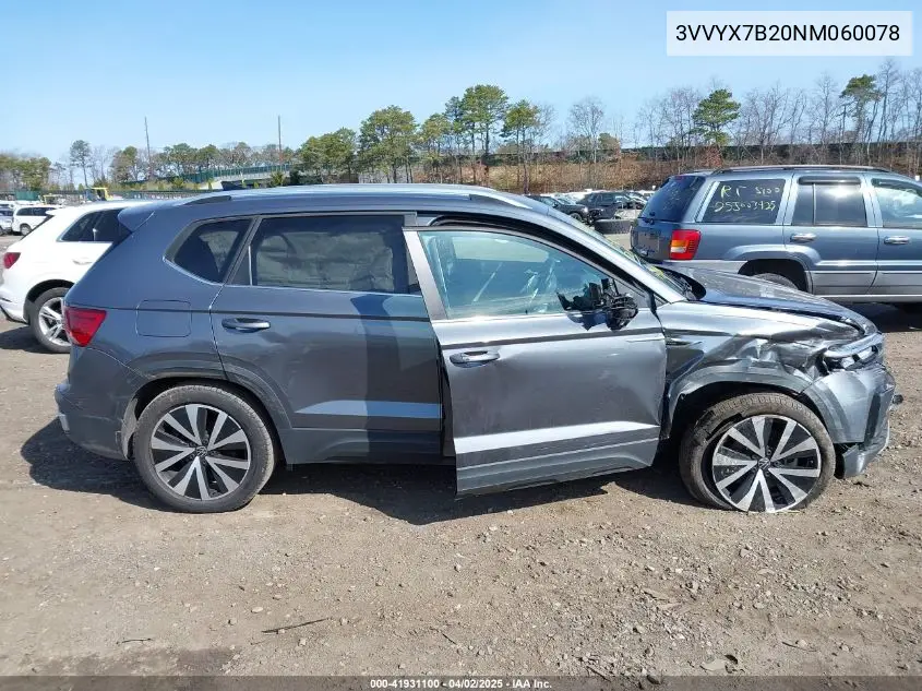 2022 Volkswagen Taos 1.5T Se VIN: 3VVYX7B20NM060078 Lot: 41931100
