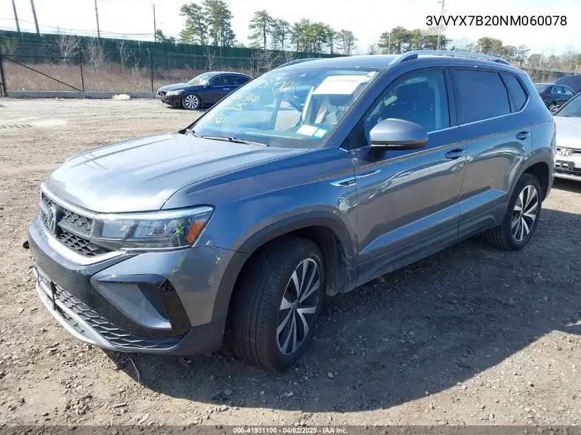 2022 Volkswagen Taos 1.5T Se VIN: 3VVYX7B20NM060078 Lot: 41931100