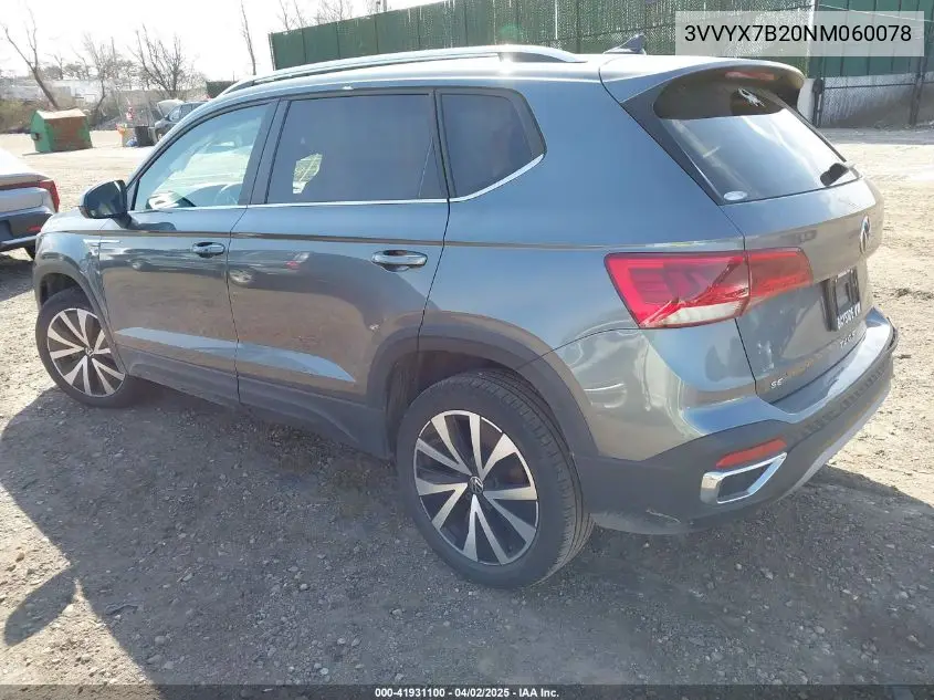 2022 Volkswagen Taos 1.5T Se VIN: 3VVYX7B20NM060078 Lot: 41931100